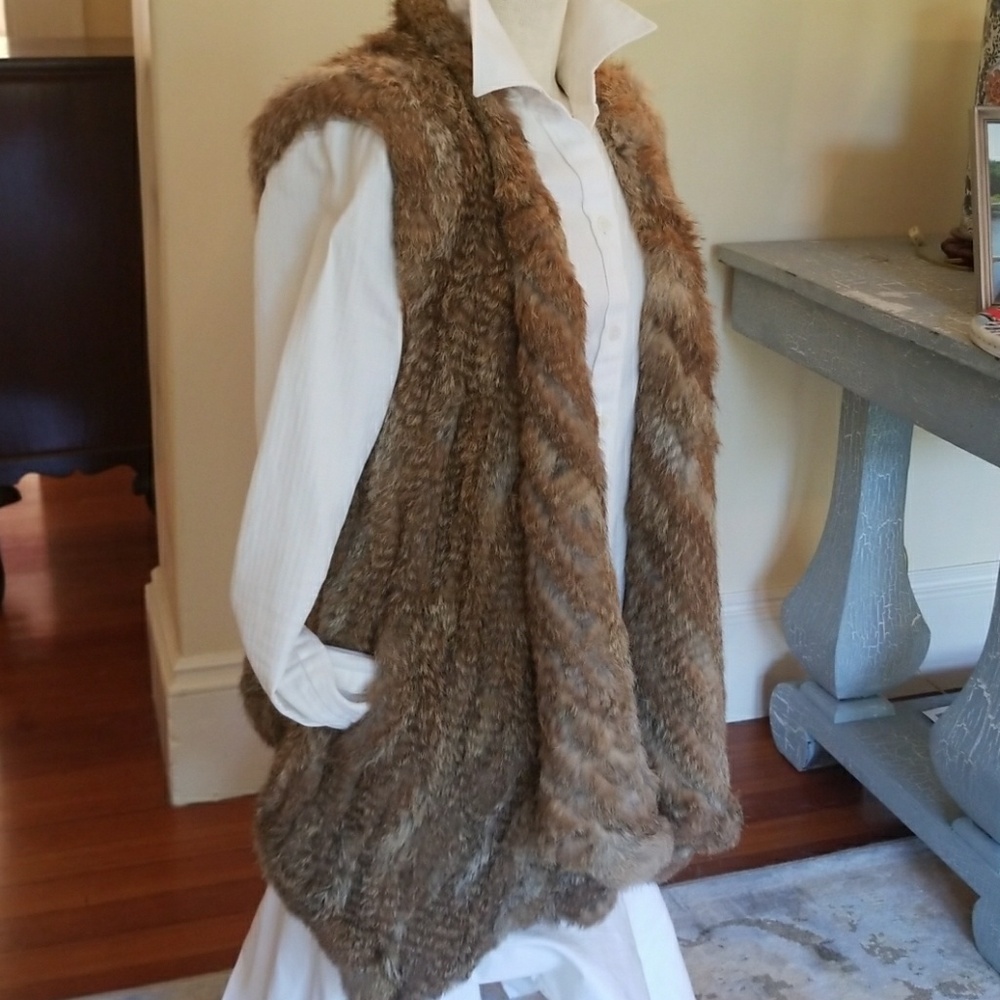Plush Faux Fur Sleeveless Vest in Brown